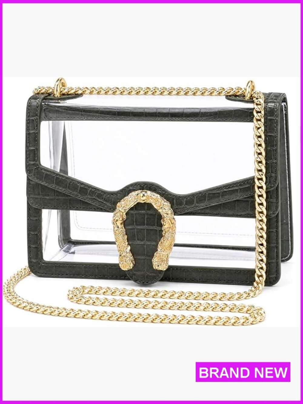 Clear Crossbody Bag Stadium Approved Purse with Chain Strap Cute Bag for Events